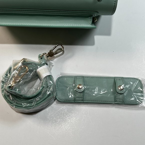 Saia London The Emmeline Yoga Mat Bag Teal New Vegan Faux Leather Shoulder Strap - Picture 14 of 16